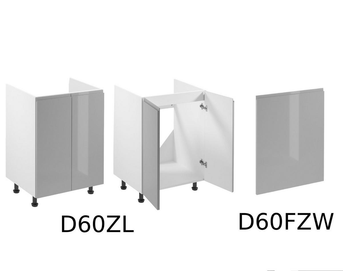 KÜCHENZEILE 360 cm - Aspen KA16-M360- in Grau/Hochglanz - Grau, Holz (360/212/52cm)