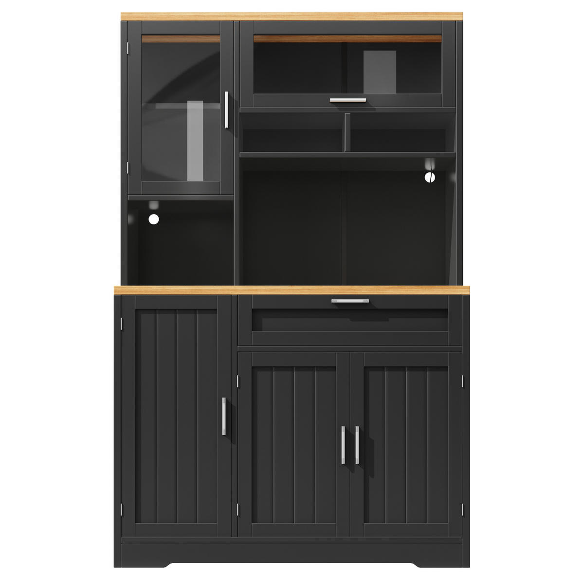 BUFFET 104/40/180 cm schwarz aus MDF mit LED-Beleuchtung - Schwarz, Holzwerkstoff (104/180/40cm) - OKWISH