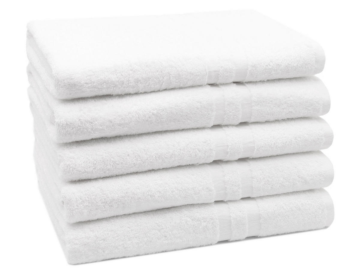 DUSCHTÜCHER, 5er-Set, 140x70 cm, 100% Baumwolle, Weiß - Weiß, Textil (70/140cm) - Zollner