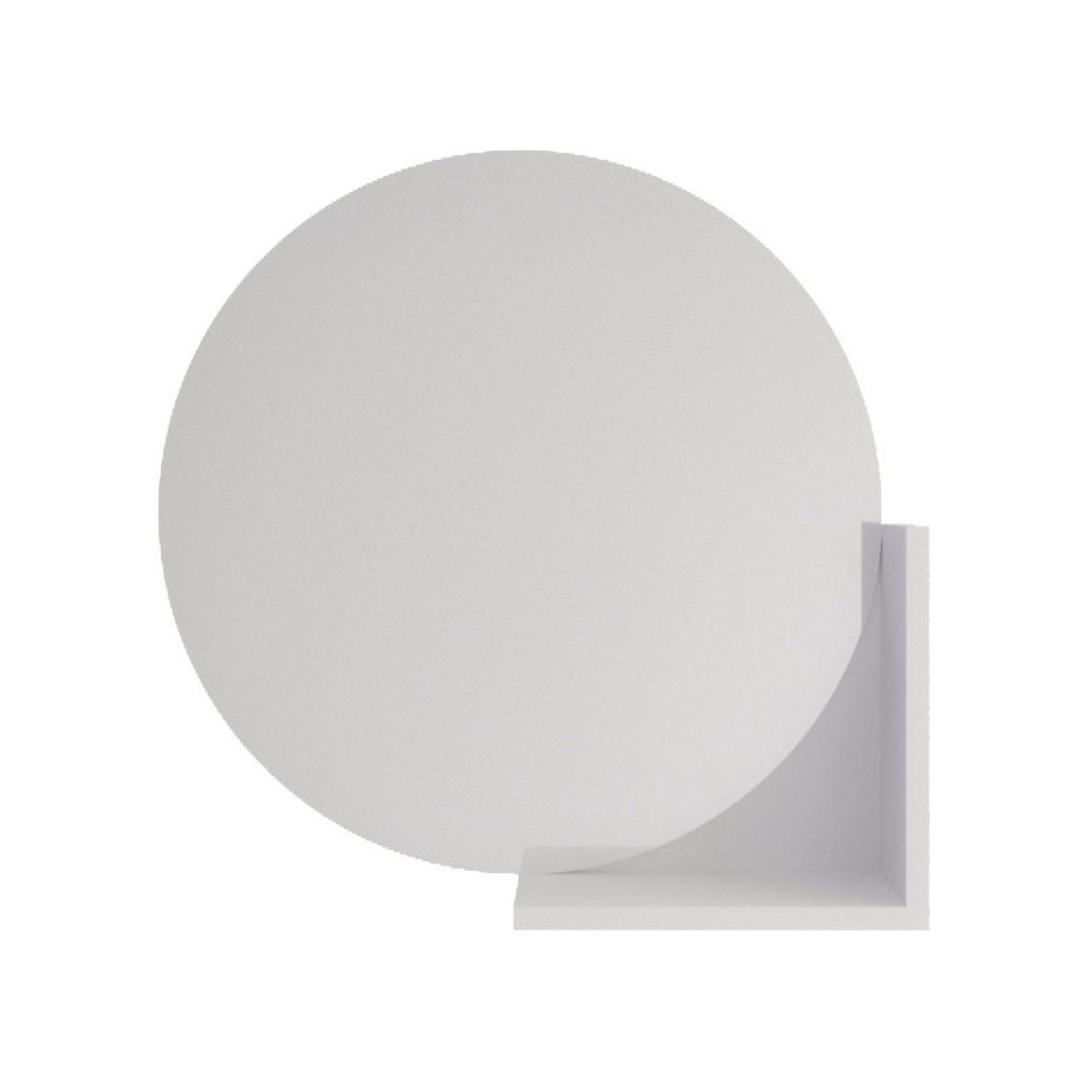 WANDSPIEGEL Lucija, Round 60 cm, mit Ablage, Weiß - Weiß, Holzwerkstoff (60/60/12cm) - Skandica