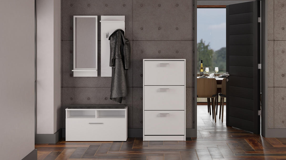 DULAP PENTRU ÎNCĂLȚĂMINTE Alb 60/116/28 - alb, compozit lemnos (60/116/28cm) - RAUMHIRSCH FURNITURE
