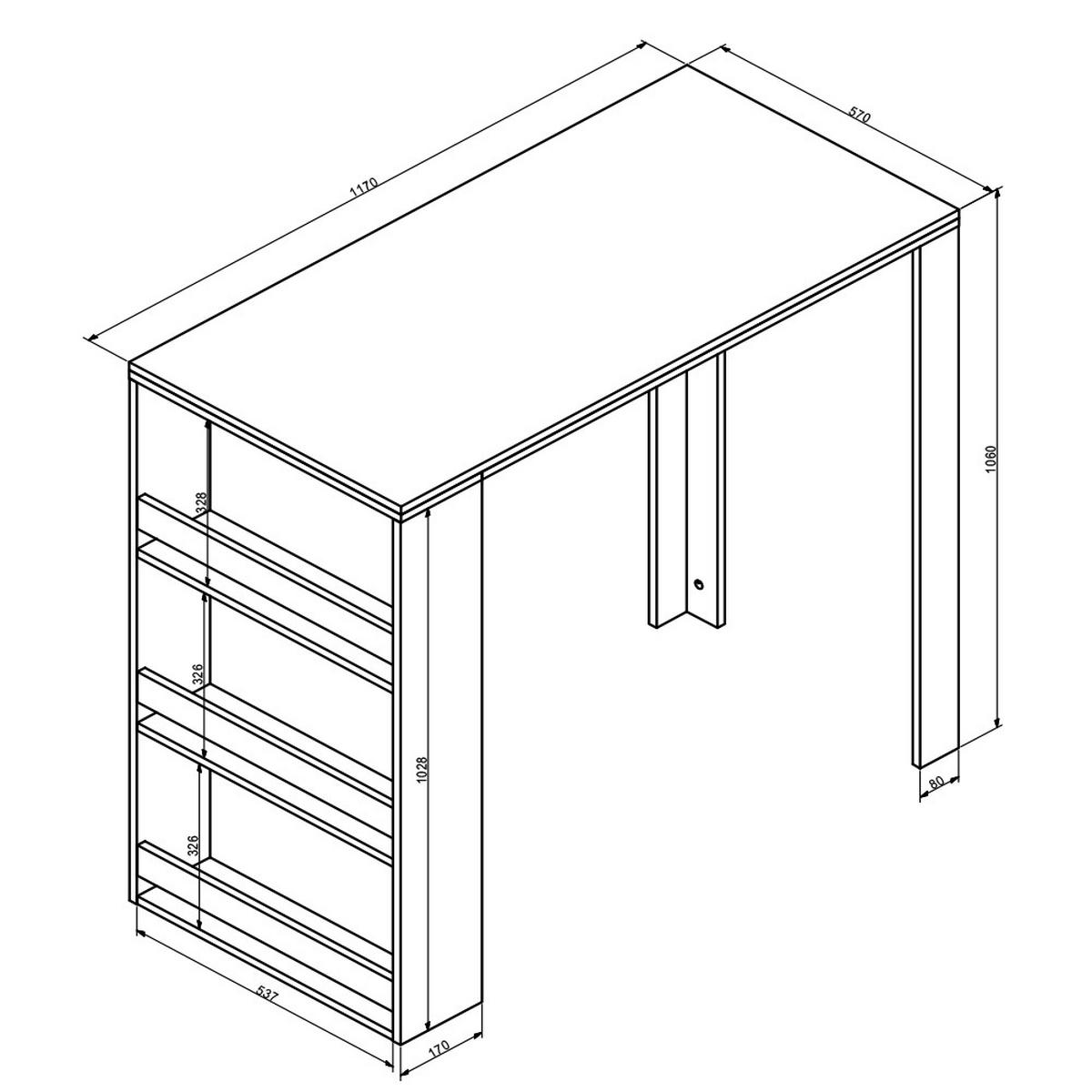 BARTISCH Weiß 57 x 117 cm - Weiß, Holzwerkstoff (57/106/117cm) - Vicco