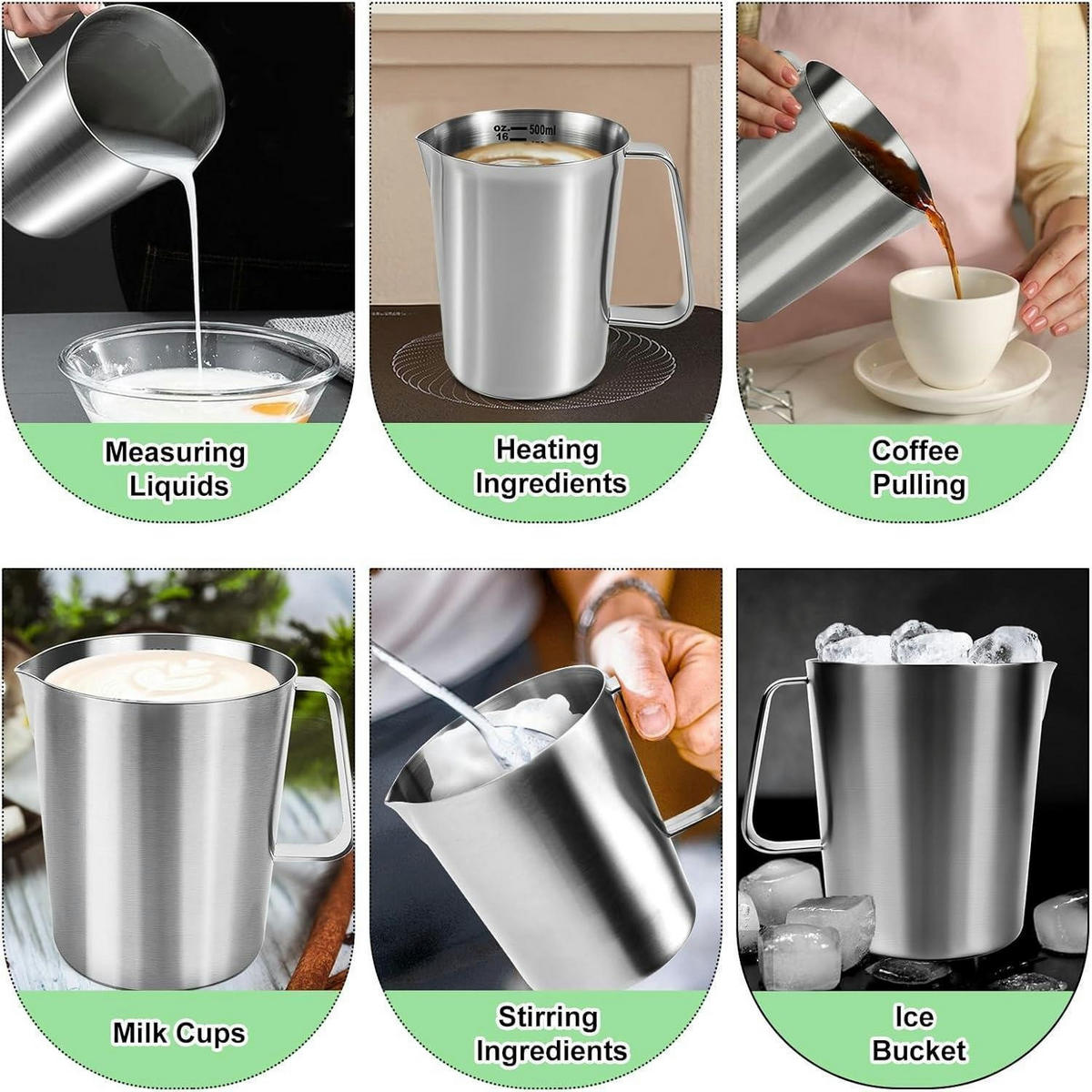 MESSBECHER 500 ml Edelstahl mit Griff - Silberfarben, Metall (0.5L)