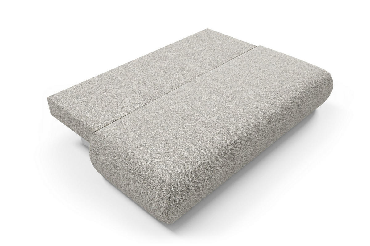 BETTSOFA DELTA Hellgrau Geflochtener Stoff mit Schlaffunktion - Hellgrau, Holz (214/74/100cm) - MASSENO