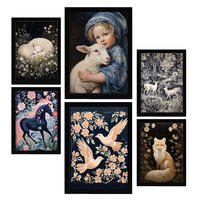 POSTER Set Mit 6 Nachtthema A3 & A4 Schwarzer Rahmen - Schwarz, Papier (29/3cm) - Nacnic