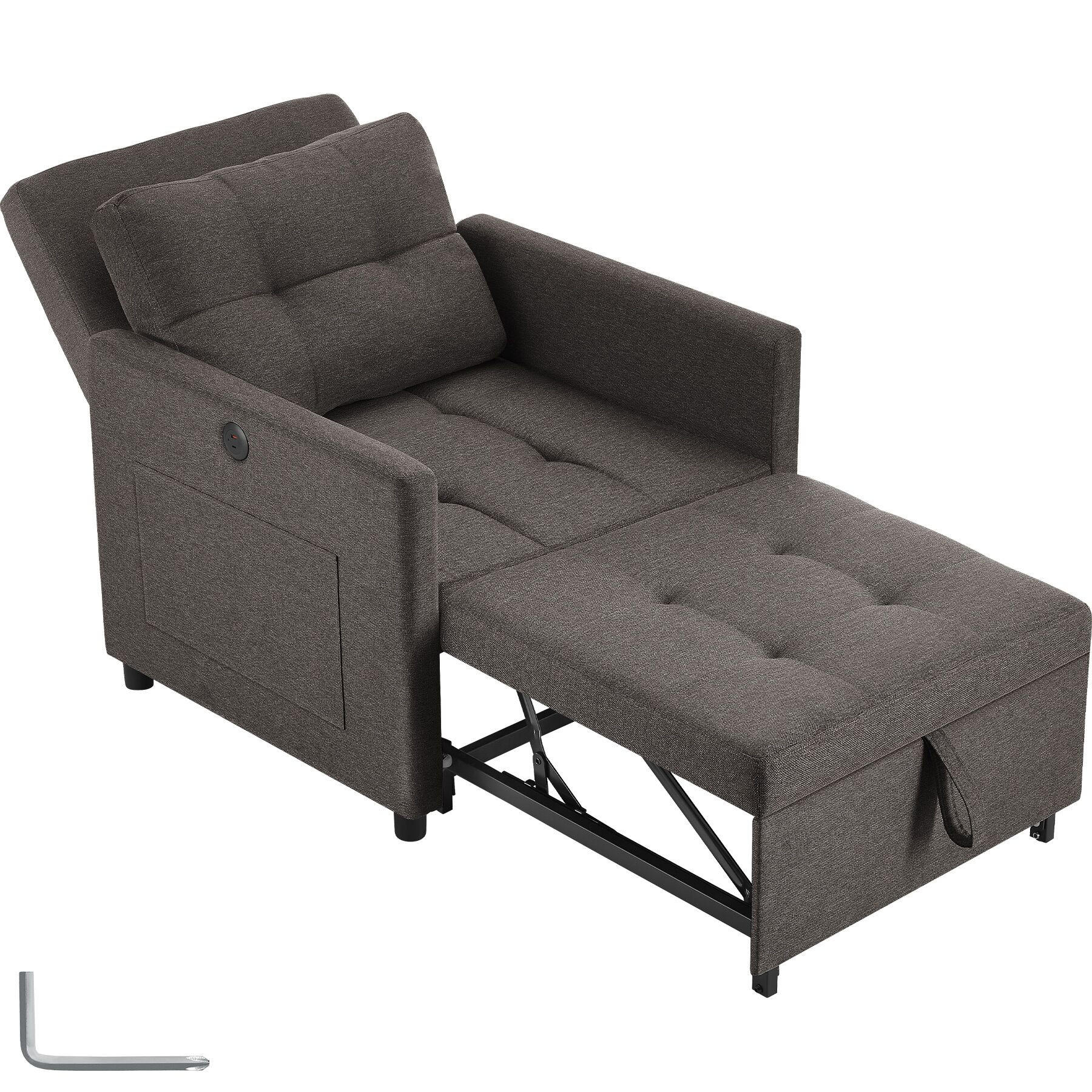 SCHLAFSESSEL Toyama, 82 x 80 x 86 cm, Belastbarkeit 150 kg, dunkelgrau - Dunkelgrau, Textil (82/86/144cm) - tectake