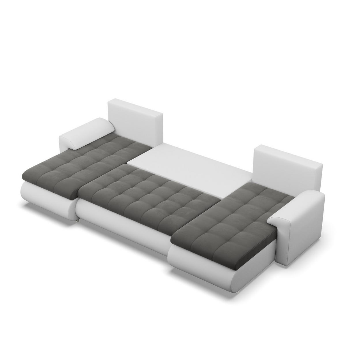 U-SOFA MIT SCHLAFFUNKTION FORESTA, Dunkelgrau + Grau - Dunkelgrau/Hellgrau, Textil (302/89/159cm)