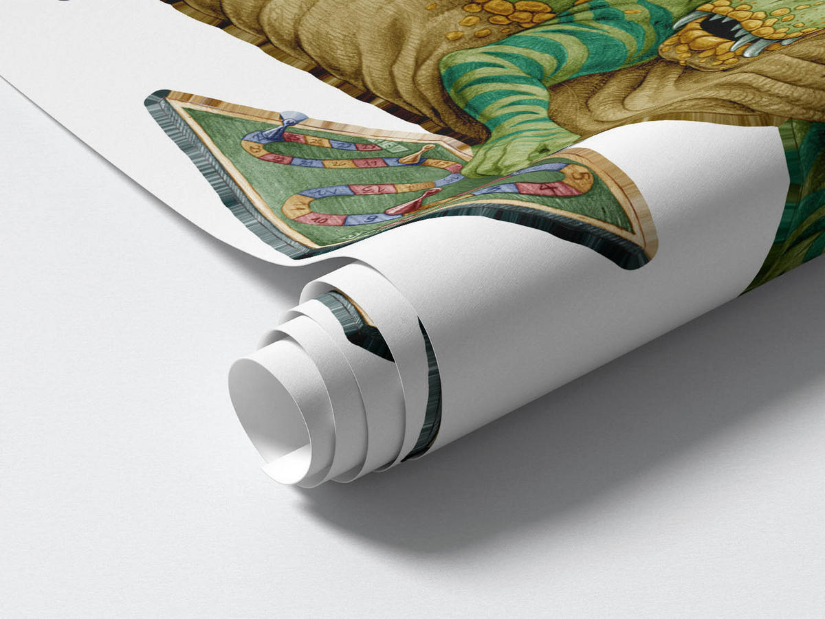 WANDAUFKLEBER 60x76cm - Dino mit einem Brettspiel - Multicolor, Kunststoff (60/76/0.1cm) - Wallfluent