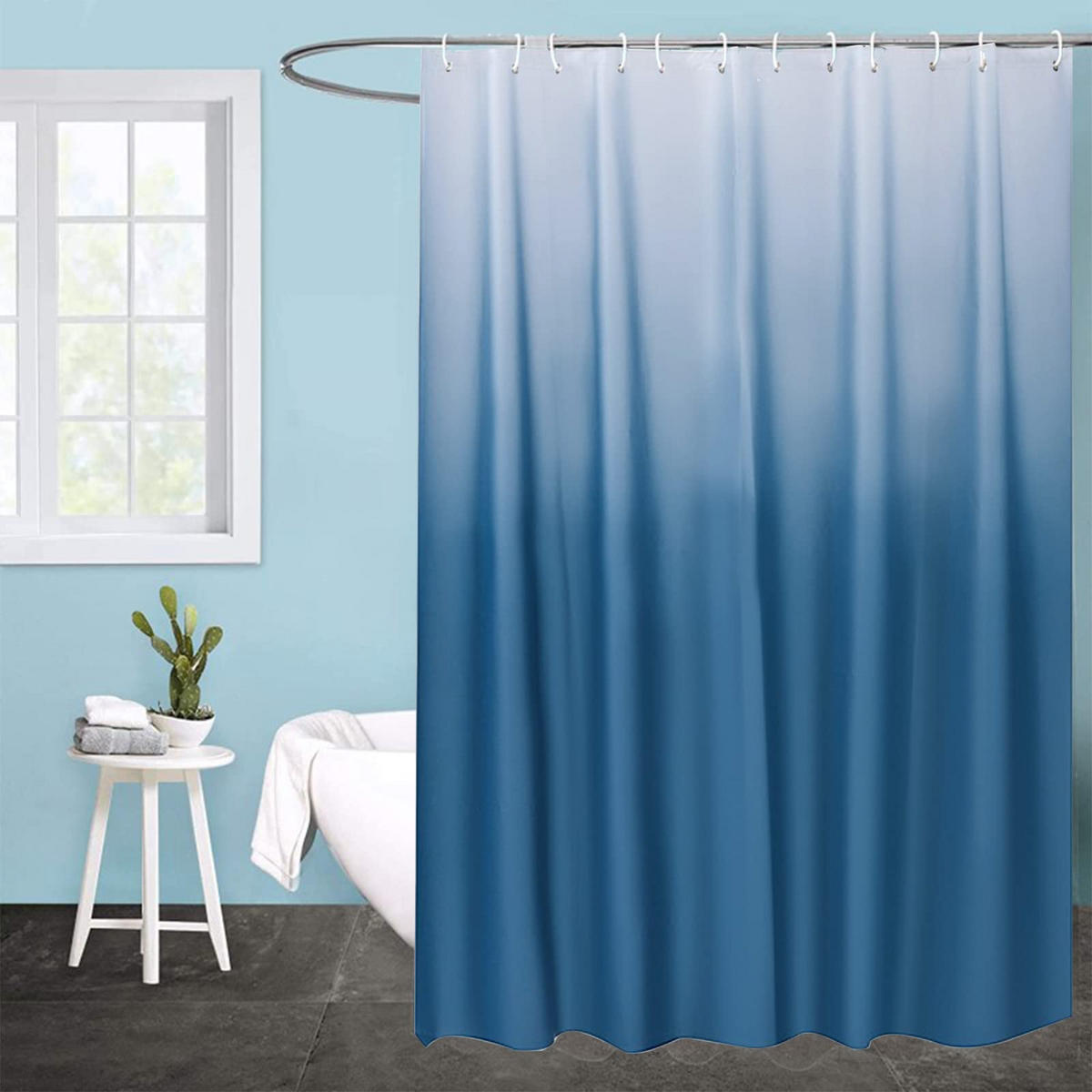 DUSCHVORHANG Dunkelblau PEVA wasserdicht waschbar mit Haken Badezimmer - Blau, Kunststoff (180/180cm) - MCBOSON