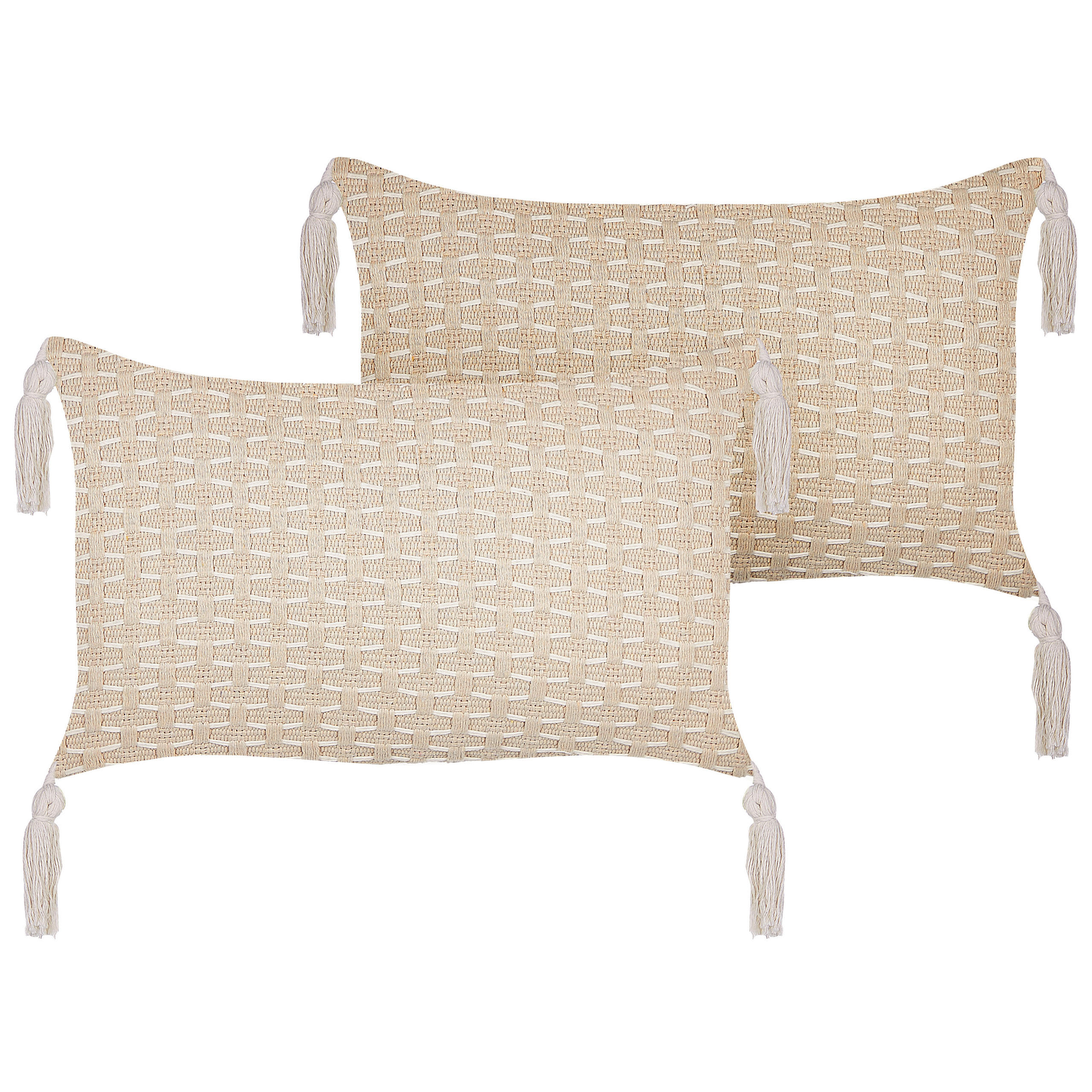 DEKOKISSEN 2er-Set Hellbeige 45/25 cm Hakone - Beige, Textil (45/25cm) - Beliani