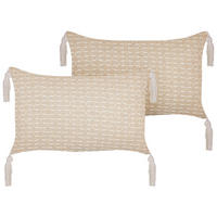 DEKOKISSEN 2er-Set Hellbeige 45/25 cm Hakone - Beige, Textil (45/25cm) - Beliani