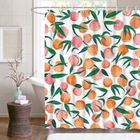 DUSCHVORHANG Bunt Pfirsich Obst Polyester 180 x 180 cm wasserdicht mit Haken - Orange/Grün, Textil (180/180cm) - MCBOSON
