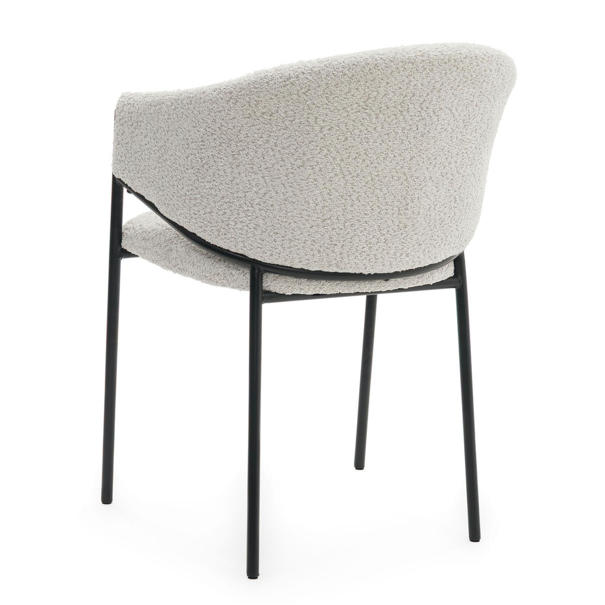 STUHL BUENO gespolsterter - hellgrau - Glamour Boucle Chenille - Hellgrau/Schwarz, Textil/Metall (55/83/56cm) - NEW HOME