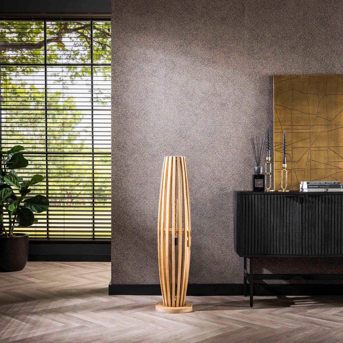 STEHLEUCHTE Orbit Braun 22/105/ 22 cm - Braun, Holz (22/105/22cm) - Hoyz Collection