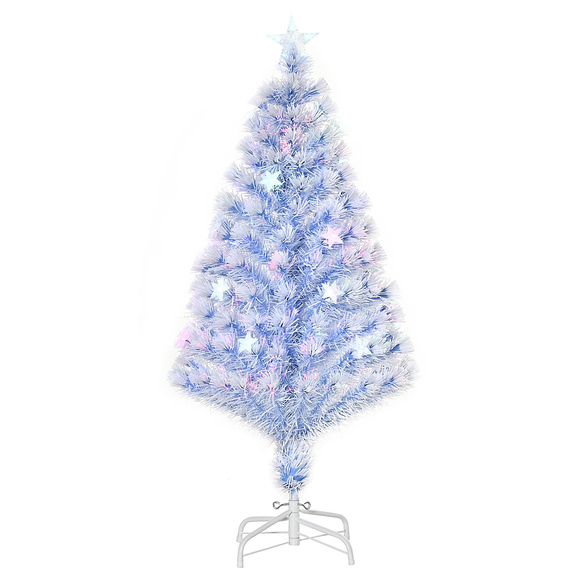 WEIHNACHTSBAUM, 120 cm, PVC, Metall, Weiß+Blau - Multicolor, Kunststoff (120cm) - HOMCOM