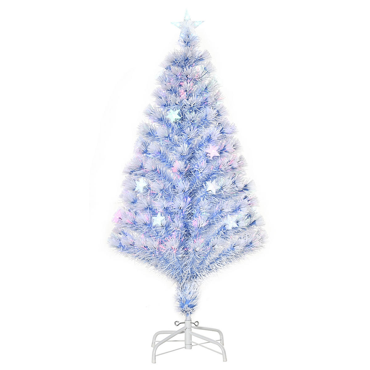 WEIHNACHTSBAUM, 120 cm, PVC, Metall, Weiß+Blau - Multicolor, Kunststoff (120cm) - HOMCOM