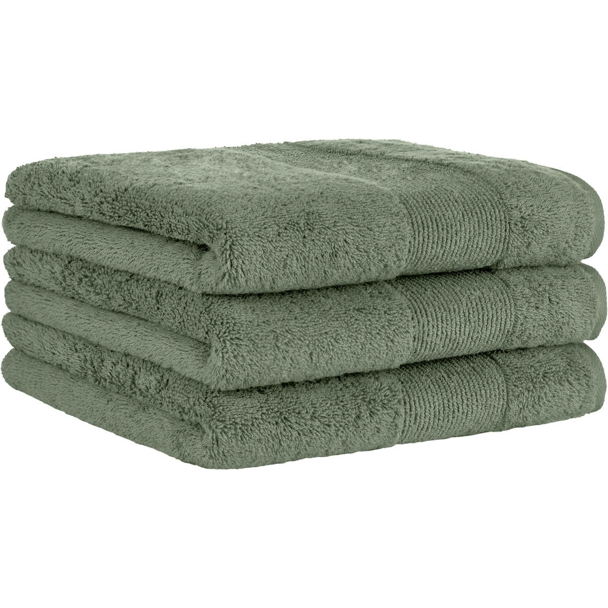 HANDTÜCHER THE LUXURY 5000 OLIV - 497 - Grün, Textil (80/150cm) - Cawö