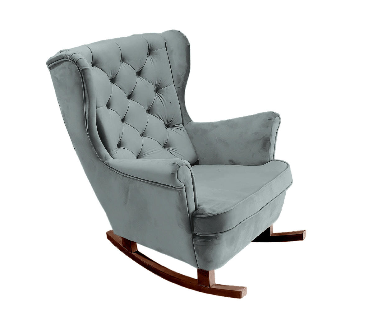 SCHAUKELSESSEL mit gepolstertem Sitz und Armlehnen, 102x81x95 cm, Asche_29859 - Zinkfarben/Braun, Holz/Textil (81/102/95cm) - DomoHome