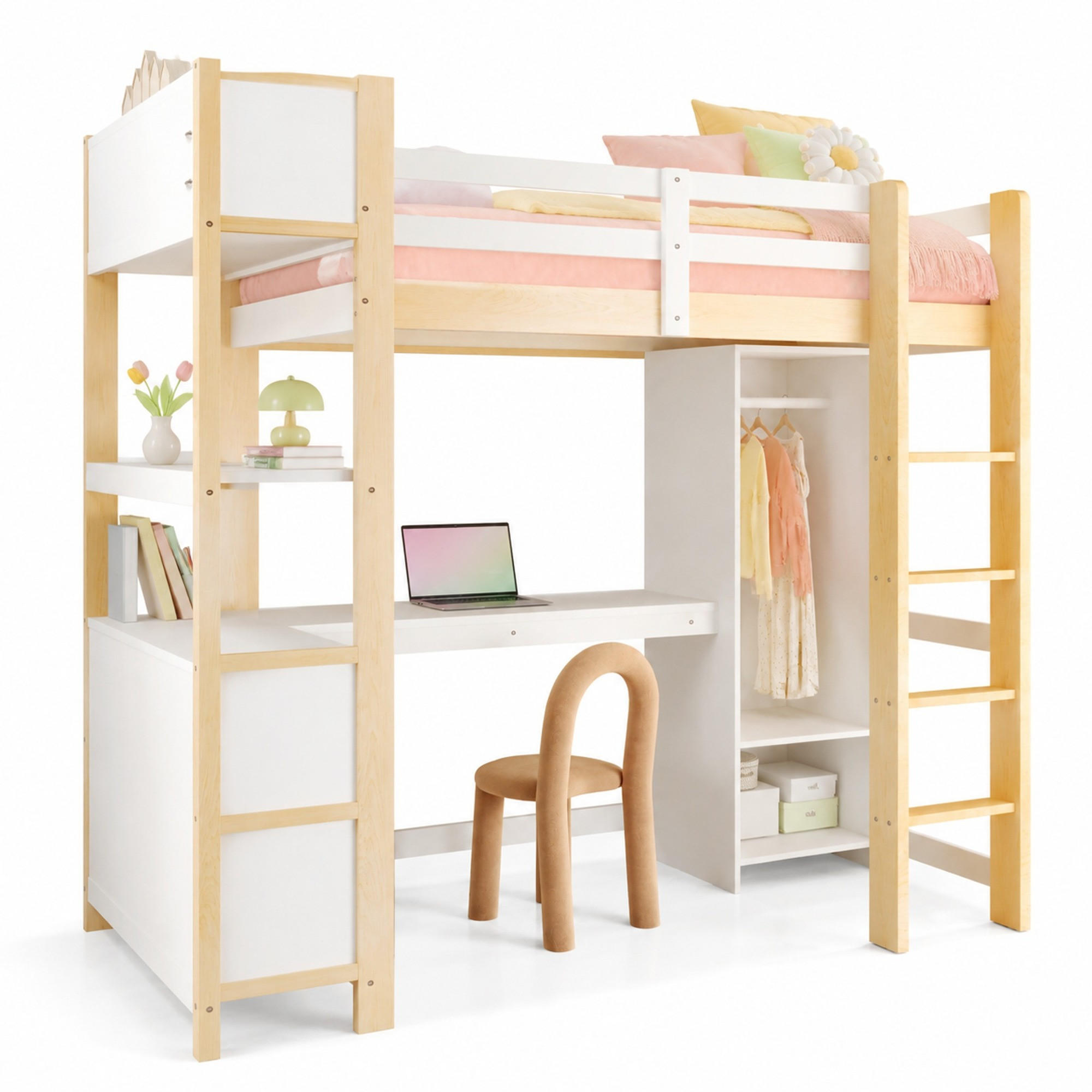 Beauniv Hochbett Braun 90x200 cm