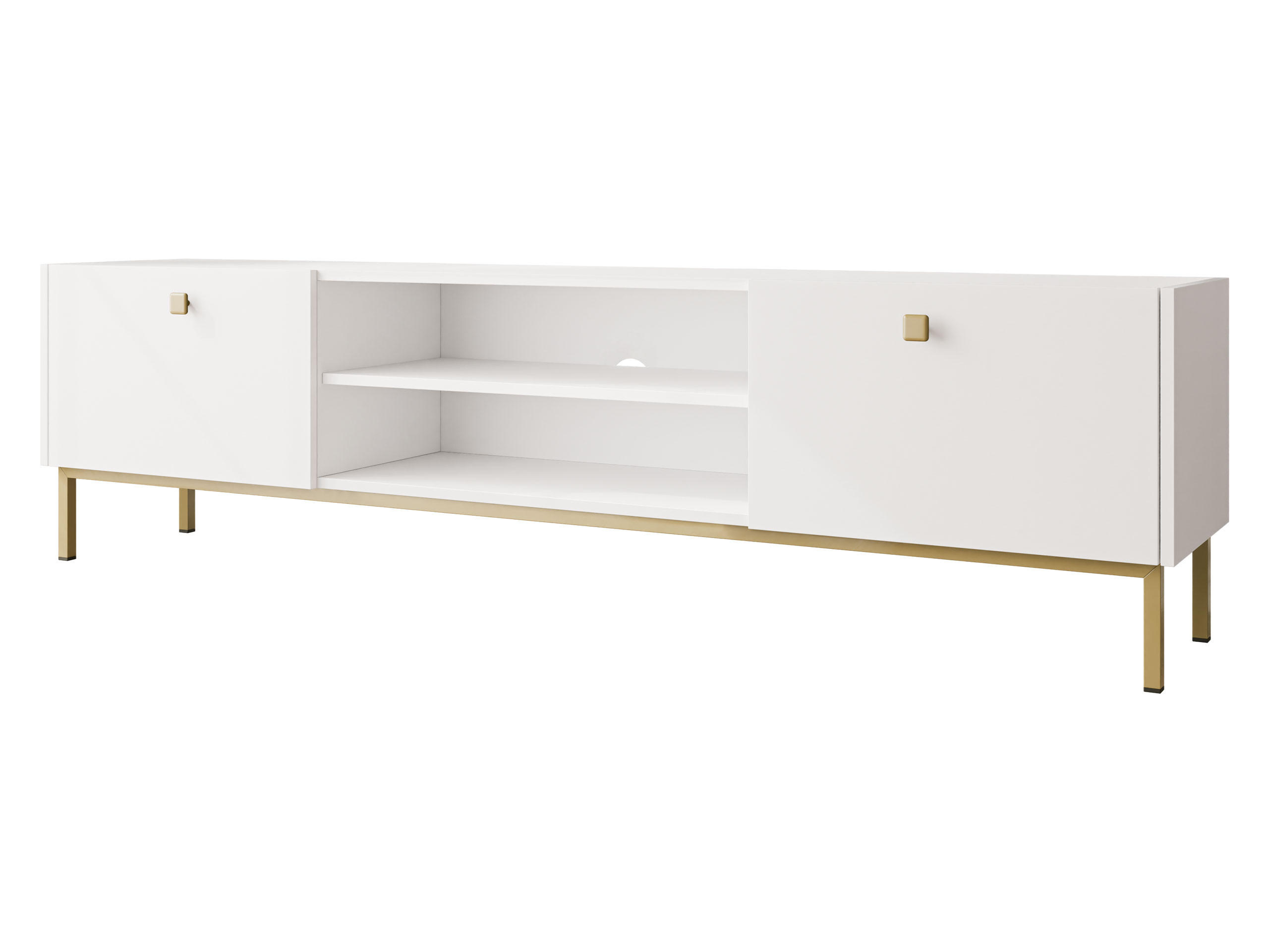 TV-LOWBOARD Nutero 2KW - Goldfarben/Weiß, Holzwerkstoff/Metall (180/48/35cm) - MIRJAN24