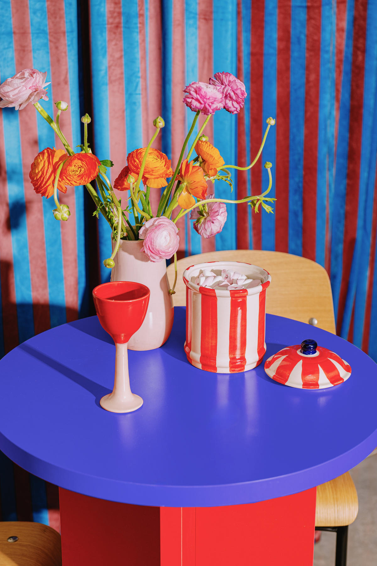 BARTISCH rund 60 cm Pruss und Flame CHINCHIN - Multicolor, Holzwerkstoff (60/60/105cm) - RNT By Really Nice Things