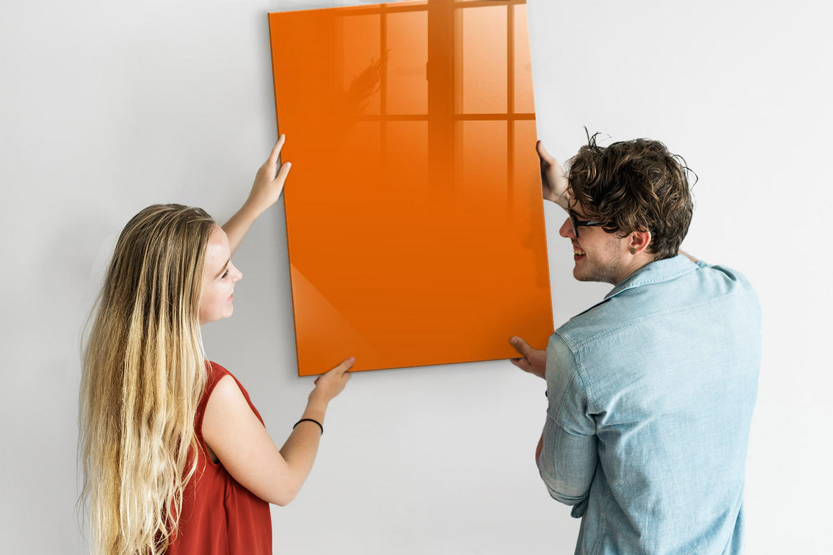 MAGNETTAFEL 70x100 Orange schwarzer Marker - Orange, Glas (70/0.4/100cm) - TULUP