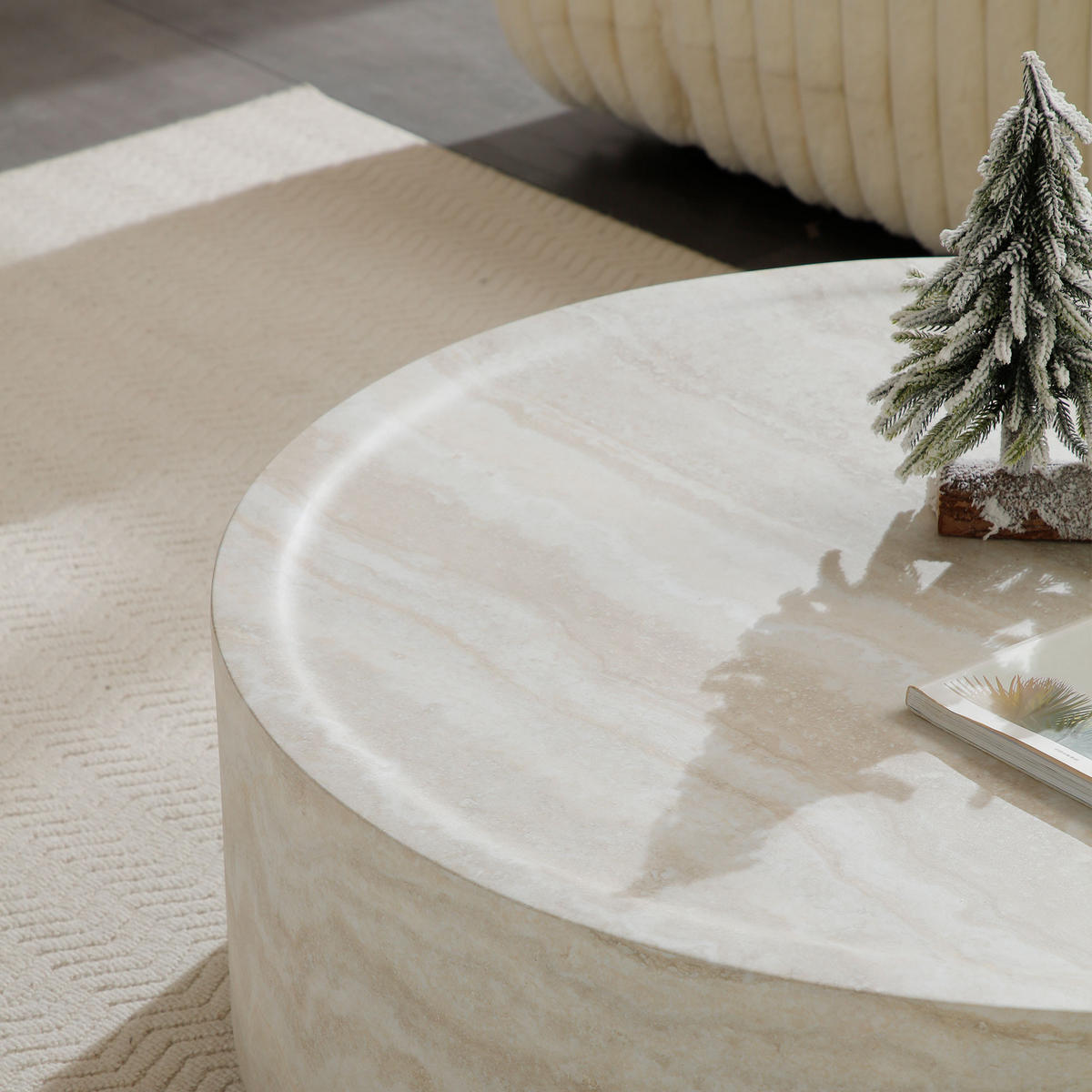 RUNDER BEISTELLTISCH Cremeweiß - Beige, Holzwerkstoff (80/80/30.5cm)