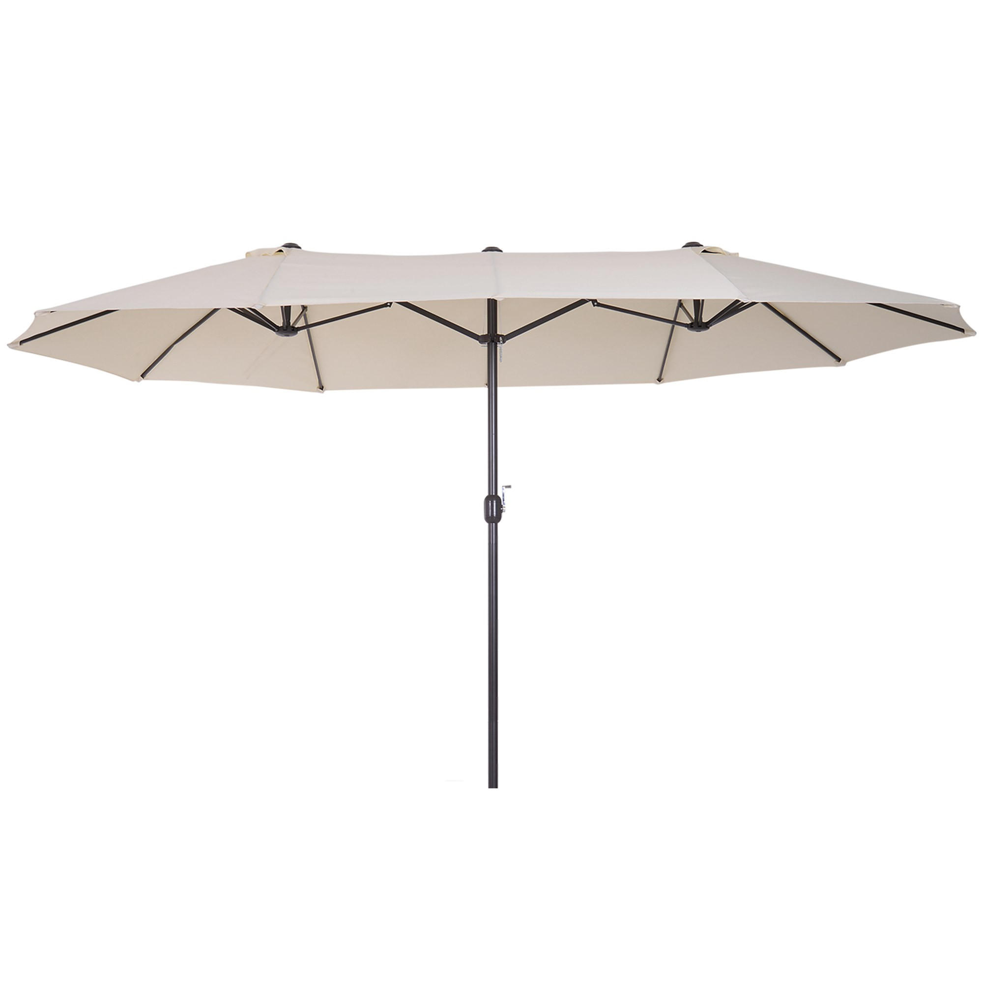 SONNENSCHIRM, Gartenschirm, Marktschirm, Doppelsonnenschirm, Beige, Oval - Beige, Metall (270/460cm) - Outsunny