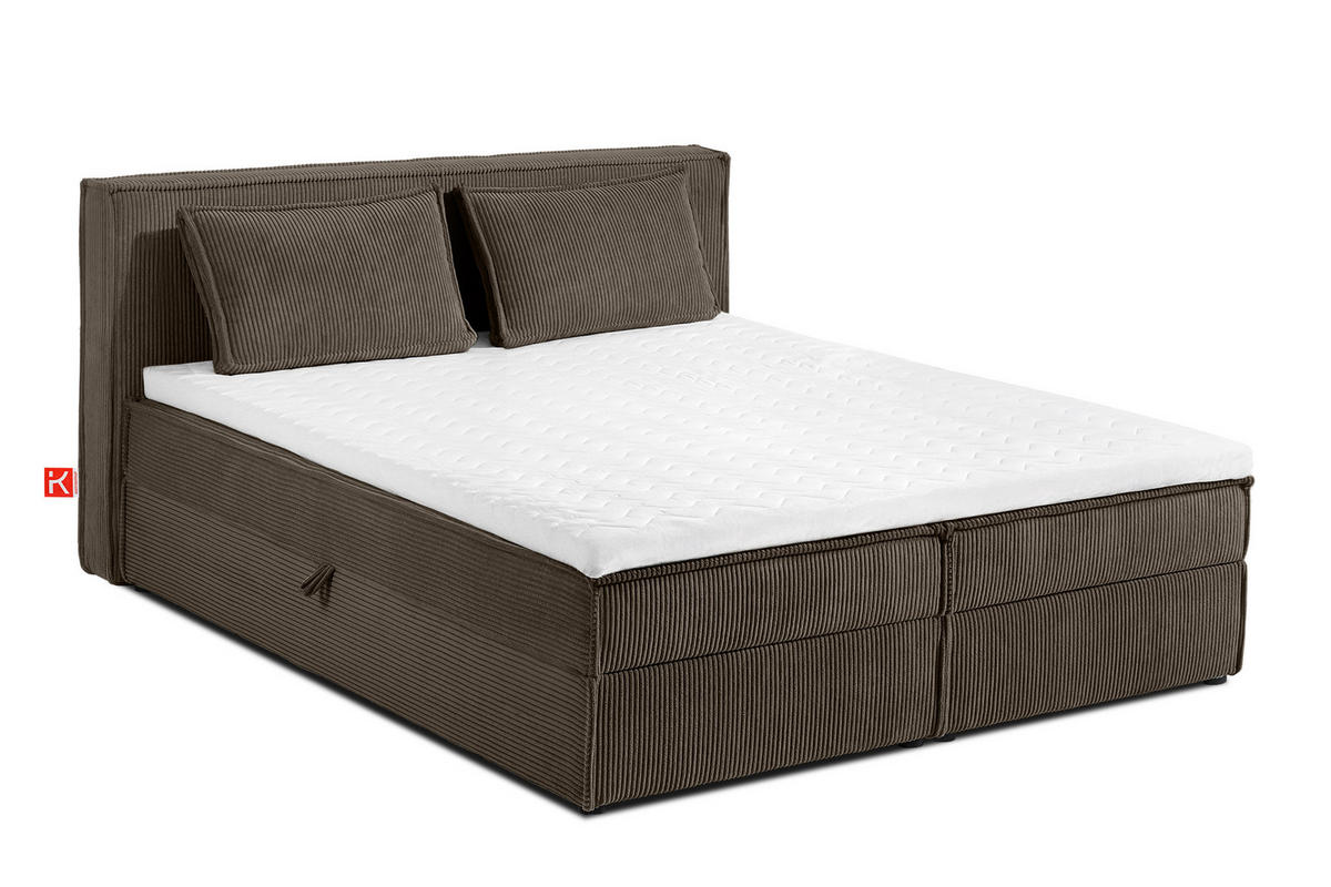 BOXSPRINGBETT ROTI mit Stauraum, braun - Schwarz/Braun, Holz/Holzwerkstoff (160/200cm) - KONSIMO®