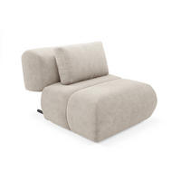 SESSEL ATOMO, Modern Polstersessel Loungesessel, Velours-Stoff Beige - Beige, Holz/Metall (98/82/134cm) - MASSENO