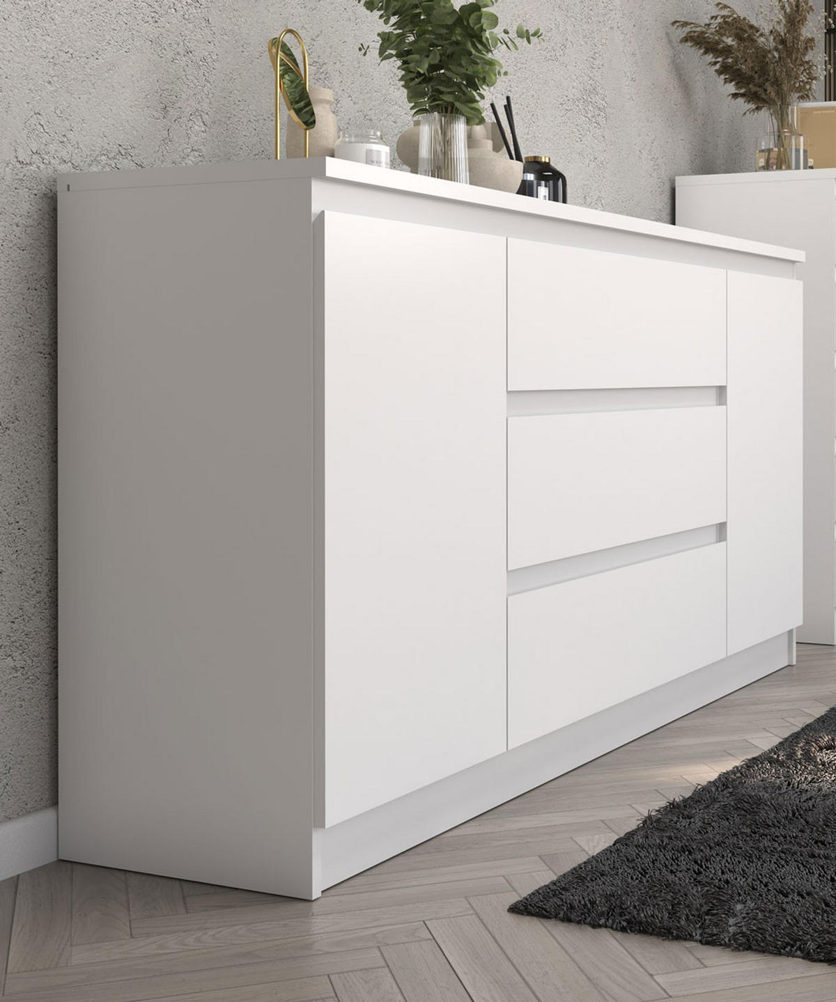 KOMMODE City weiß 120 / 40 / 84cm - Weiß, Holz/Holzwerkstoff (120/84/40cm) - Feldmann-Wohnen