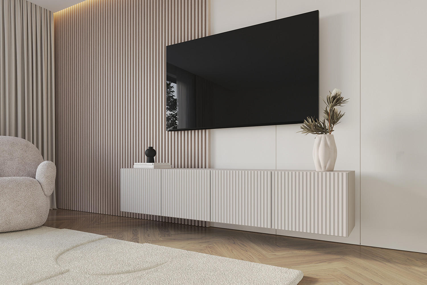 LOWBOARD NOA-2-W 2x100x40x41 cm - Kaschmir - Kaschmir, Holzwerkstoff (200/40/41cm) - ALTDECOR