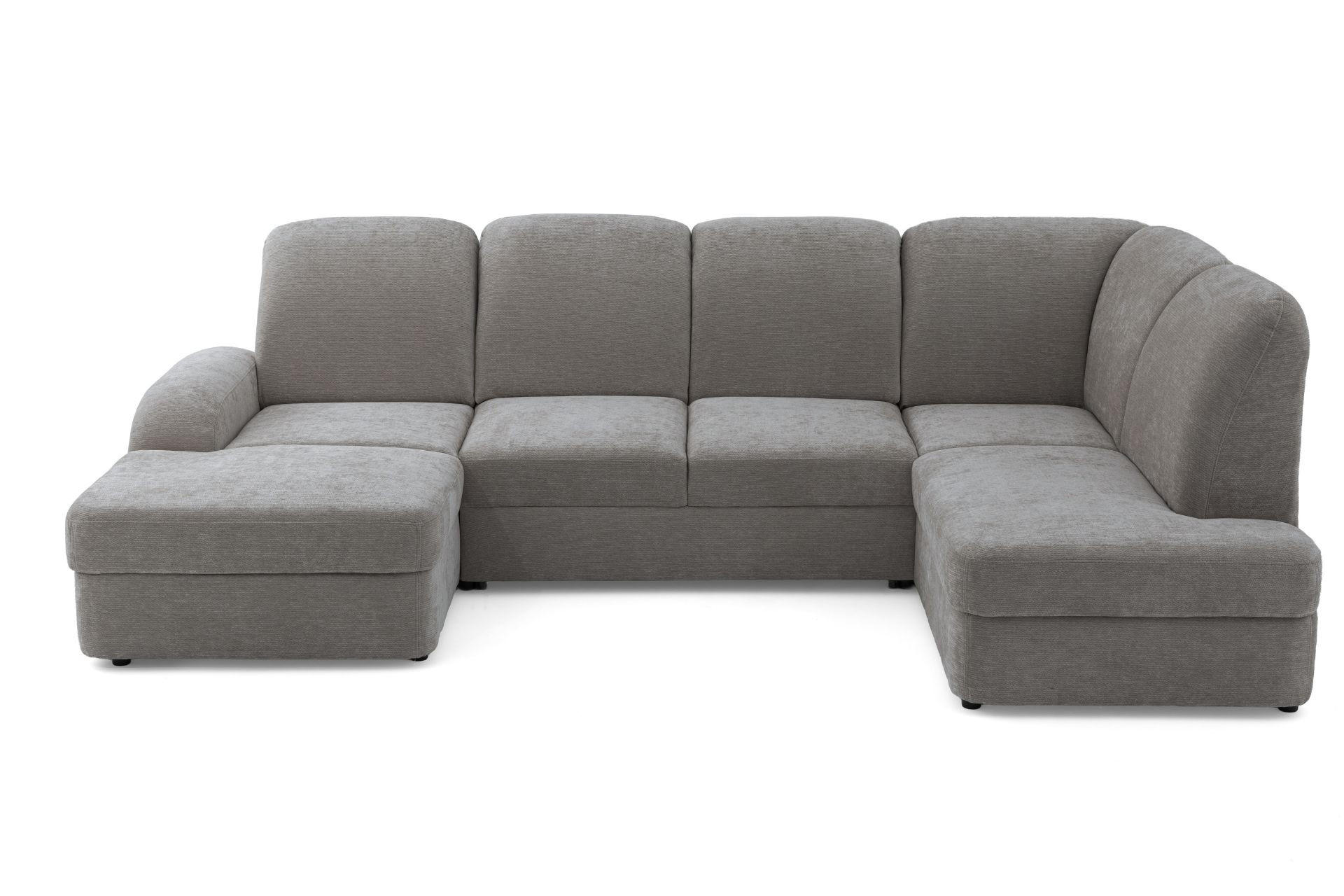 ECKSOFA VIBE U Rechts mit Schlaffunktion 129x263 Chenille Grau - Schwarz/Grau, Holz/Kunststoff (186/102/280cm) - Muffo