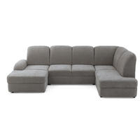 ECKSOFA VIBE U Rechts mit Schlaffunktion 129x263 Chenille Grau - Schwarz/Grau, Holz/Kunststoff (186/102/280cm) - Muffo