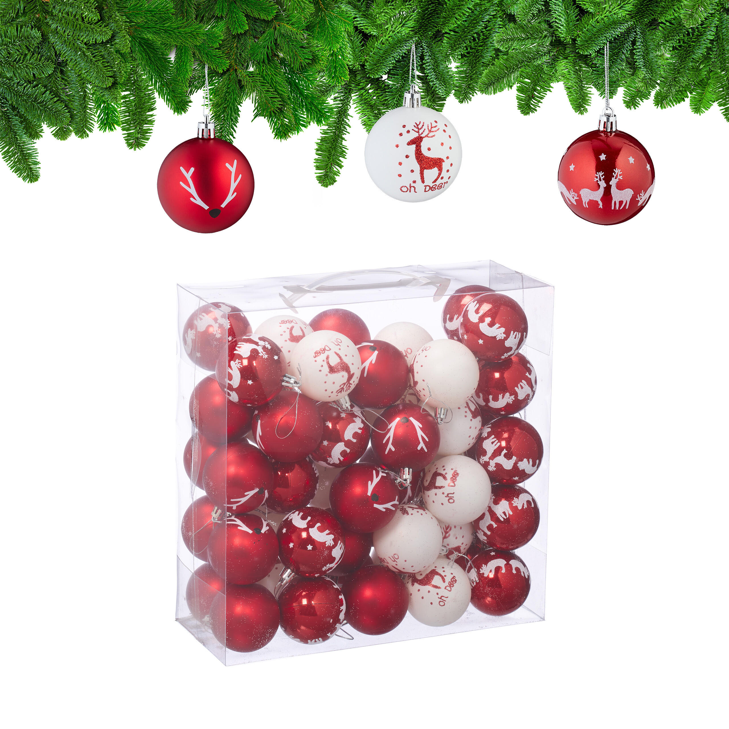 50XWEIHNACHTSKUGELN - Multicolor, Kunststoff (6/7.5/6cm) - Relaxdays