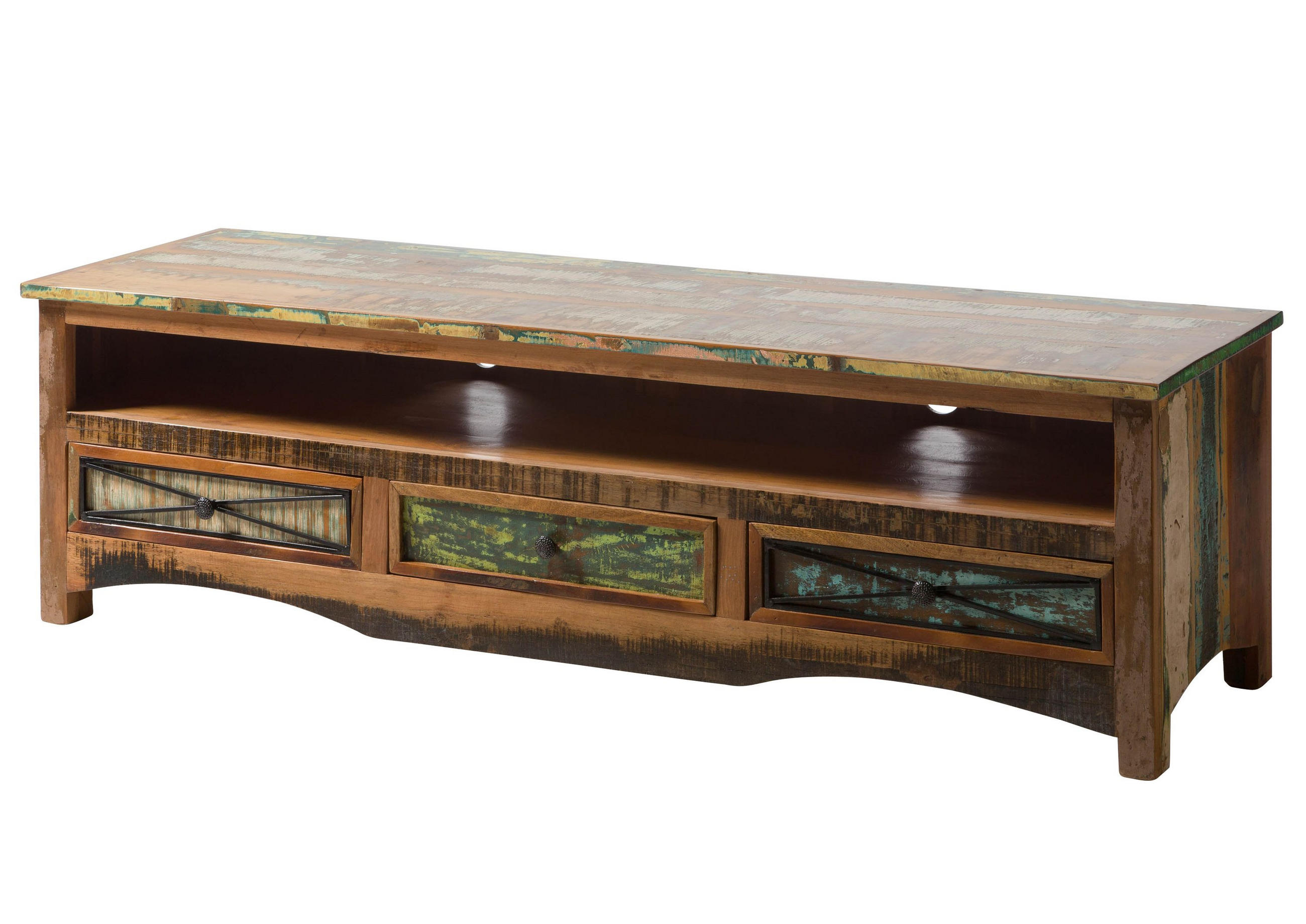 TV-BOARD Altholz 170x50x50 mehrfarbig lackiert NATURE OF SPIRIT #134 - Multicolor, Holz (50/50/170cm) - Massivmoebel24