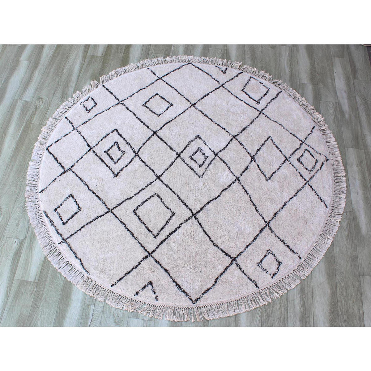 TEPPICH Ervin elfenbein/taupe diameter 160 cm - Weiß, Textil (160/160cm) - The Rug Republic