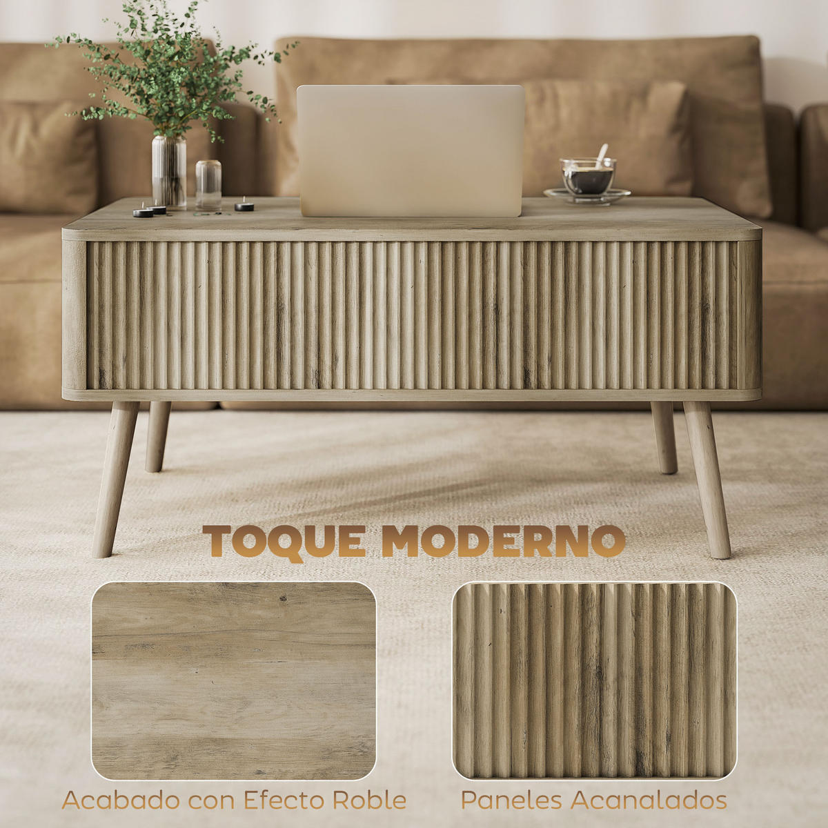 COUCHTISCH Beige 1 Stück - Beige, Kunststoff (91/56/43cm) - GiPP