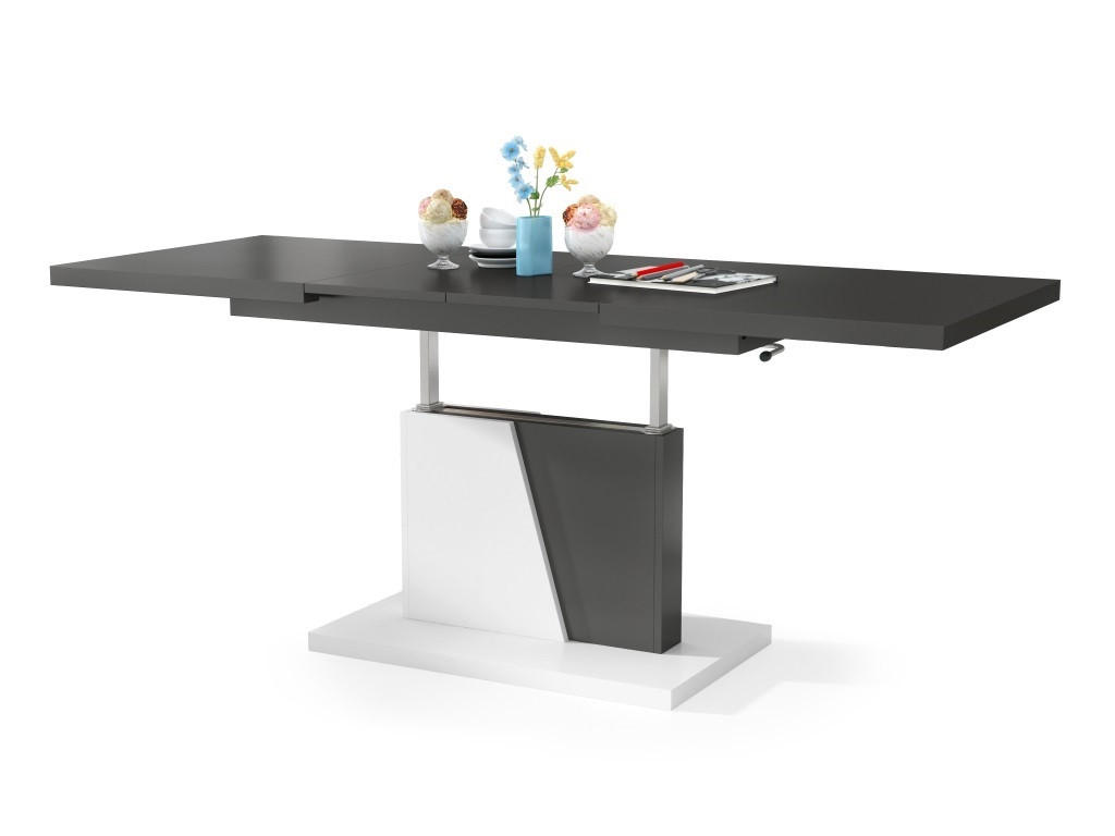 COUCHTISCH rechteckig Anthrazit matt - Weiß matt ausziehbar höhenverstellbar - Anthrazit/Weiß, Holzwerkstoff (70/120/60cm) - designimpex