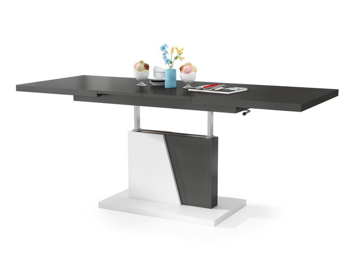 COUCHTISCH rechteckig Anthrazit matt - Weiß matt ausziehbar höhenverstellbar - Anthrazit/Weiß, Holzwerkstoff (70/120/60cm) - designimpex