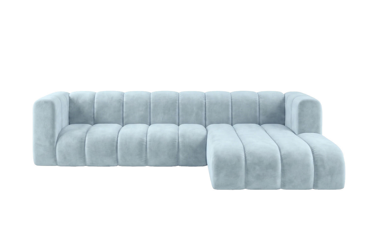 ECKSOFA Modulares In L-Form, Velvet-Stoff Riviera, Babyblau, Rechts, GRAND 287 cm - Hellblau, Holz (287/179cm) - Kaiser Möbel