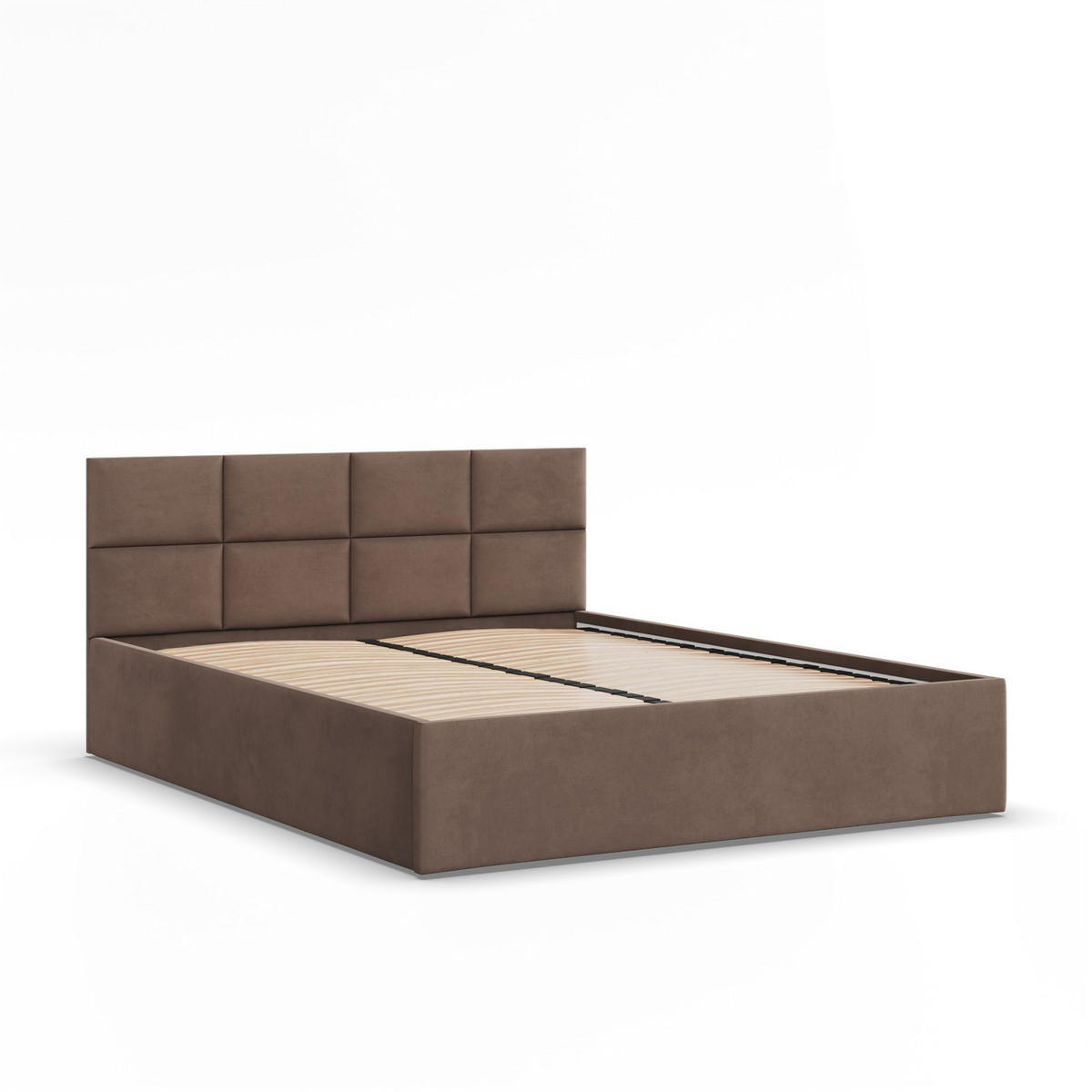 POLSTERBETT MIT KOPFTEIL 180x200 ohne Bettkasten BORGO, Braun - Braun, Textil (180/200cm) - Mebligo