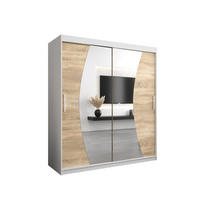 SCHWEBETÜRENSCHRANK 200/180/62 2-türig - Silberfarben/Weiß, Holz/Kunststoff (180/200/62cm) - Abiks Möbel