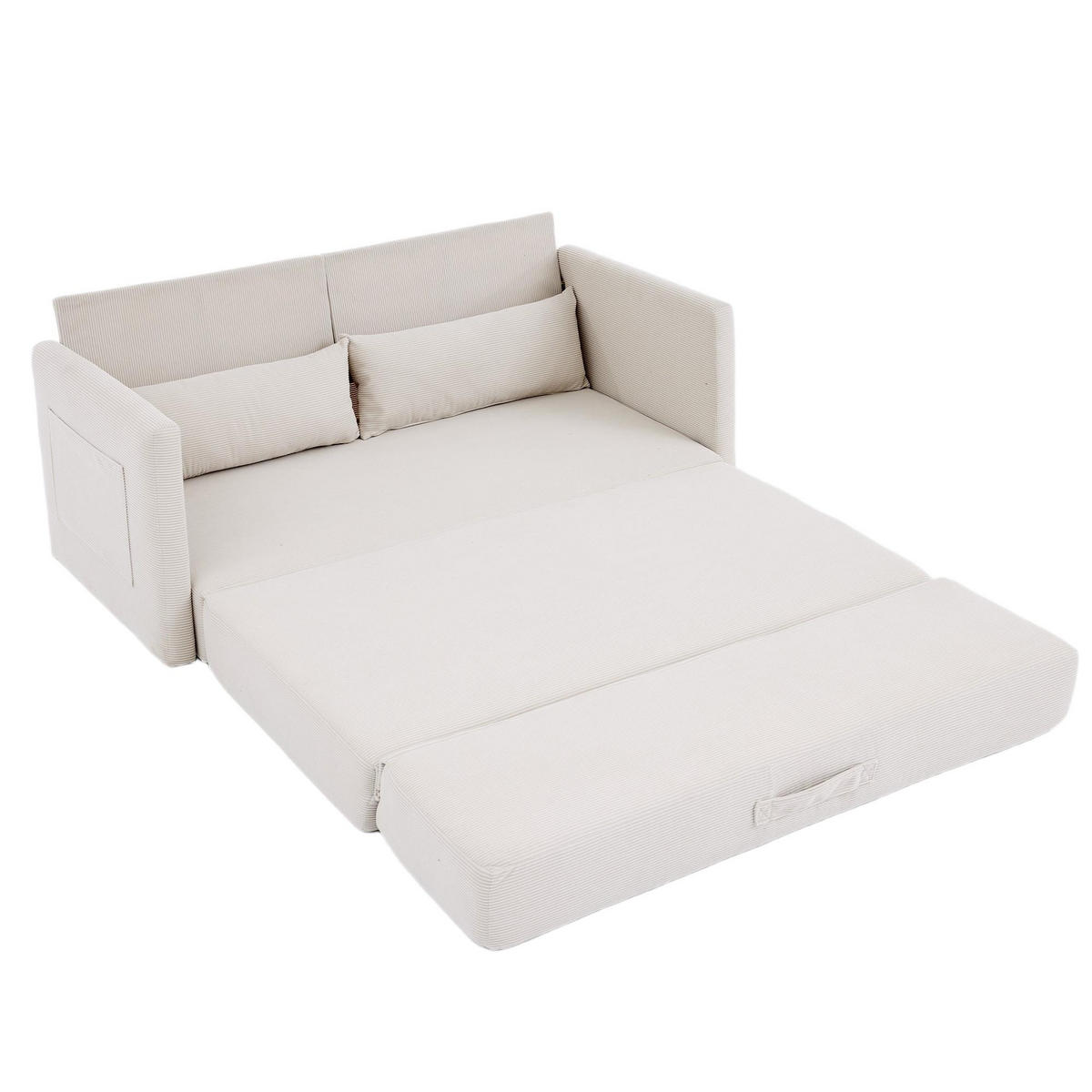 SCHLAFSOFA 2-Sitzer Sofa mit Schlaffunktion,klappbar,Beige - Beige, Textil (165/82/92cm) - LVHOM