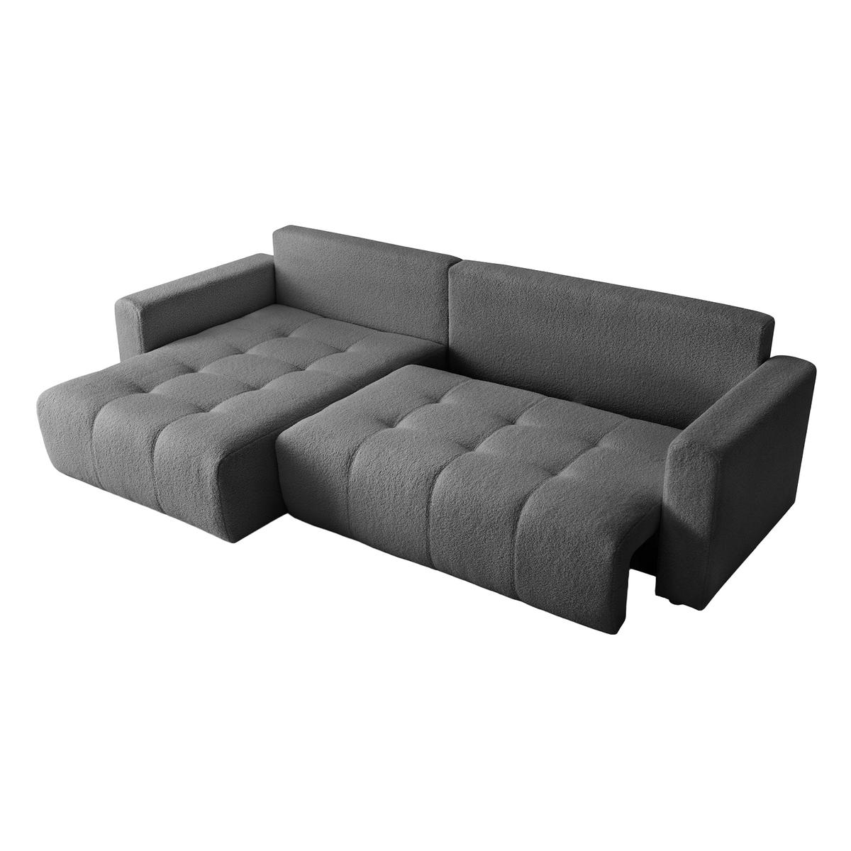 ECKSOFA WALONGO mit Schlaffunktion, Grau - Dunkelgrau, Textil (261/143cm) - Fedve