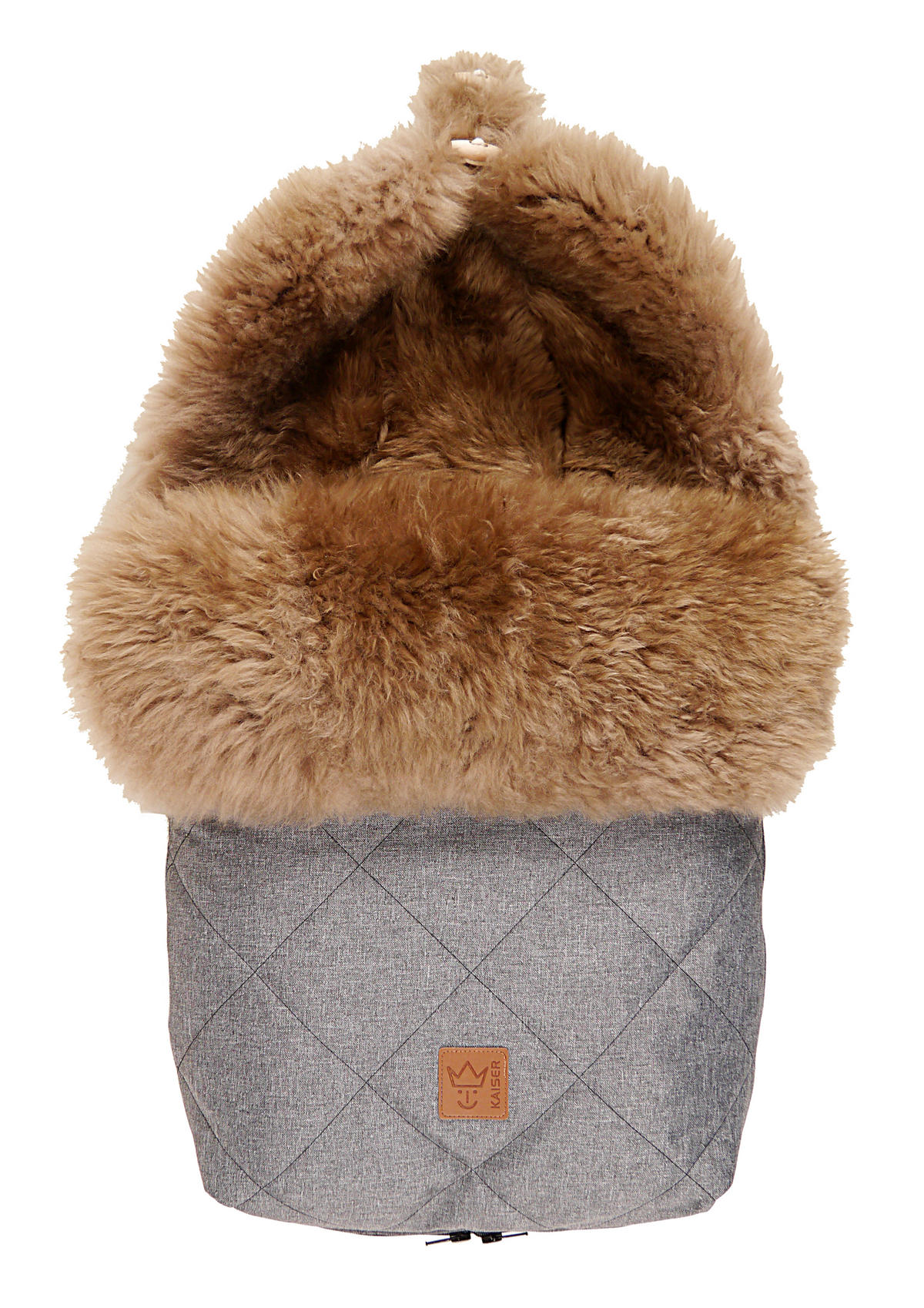 LAMMFELL-FUSSSACK Nelly, cappuccino, anthracite melange - Grau, Fell (46/8/88cm) - Kaiserbaby