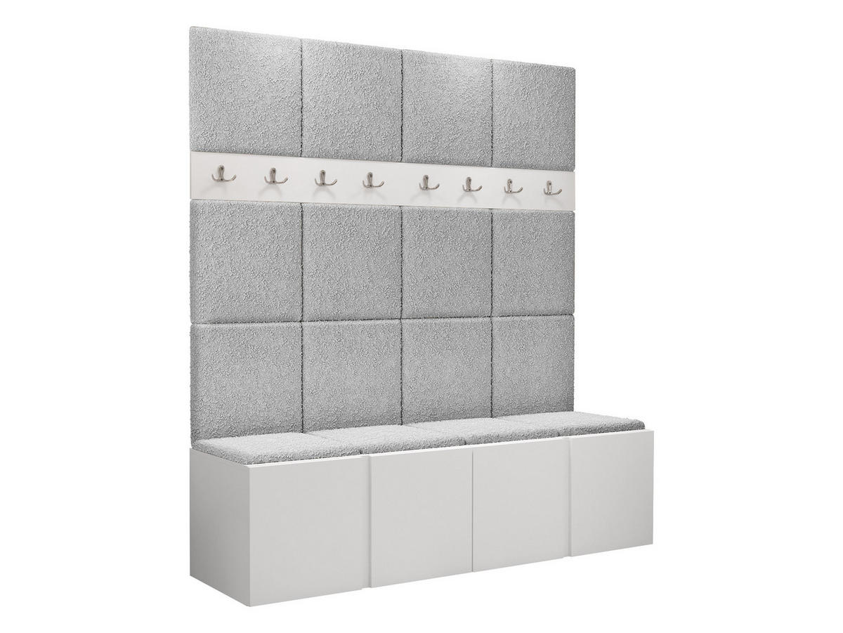 GARDEROBEN-SET Orion V - Hellgrau/Weiß, Holzwerkstoff/Kunststoff (168/186/46cm) - MIRJAN24