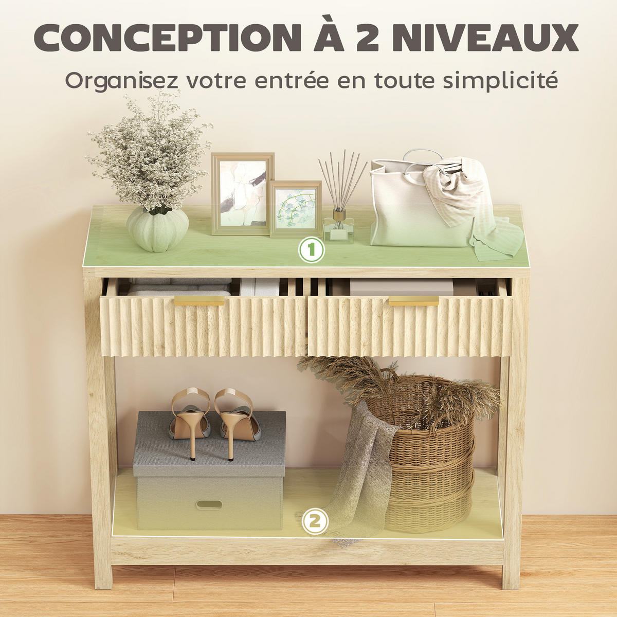 KONSOLENTISCH DE-16819 Naturholz - Naturfarben, Holzwerkstoff (90/30/76cm) - ComfortXL