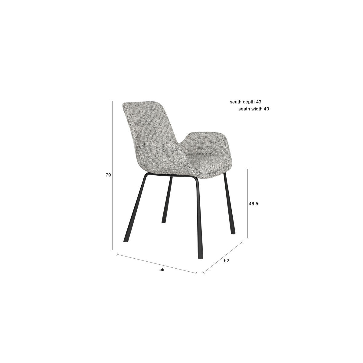 ESSZIMMERSTUHL Brit Grau - 2 er Set - Grau, Textil (59/79/62cm) - Zuiver