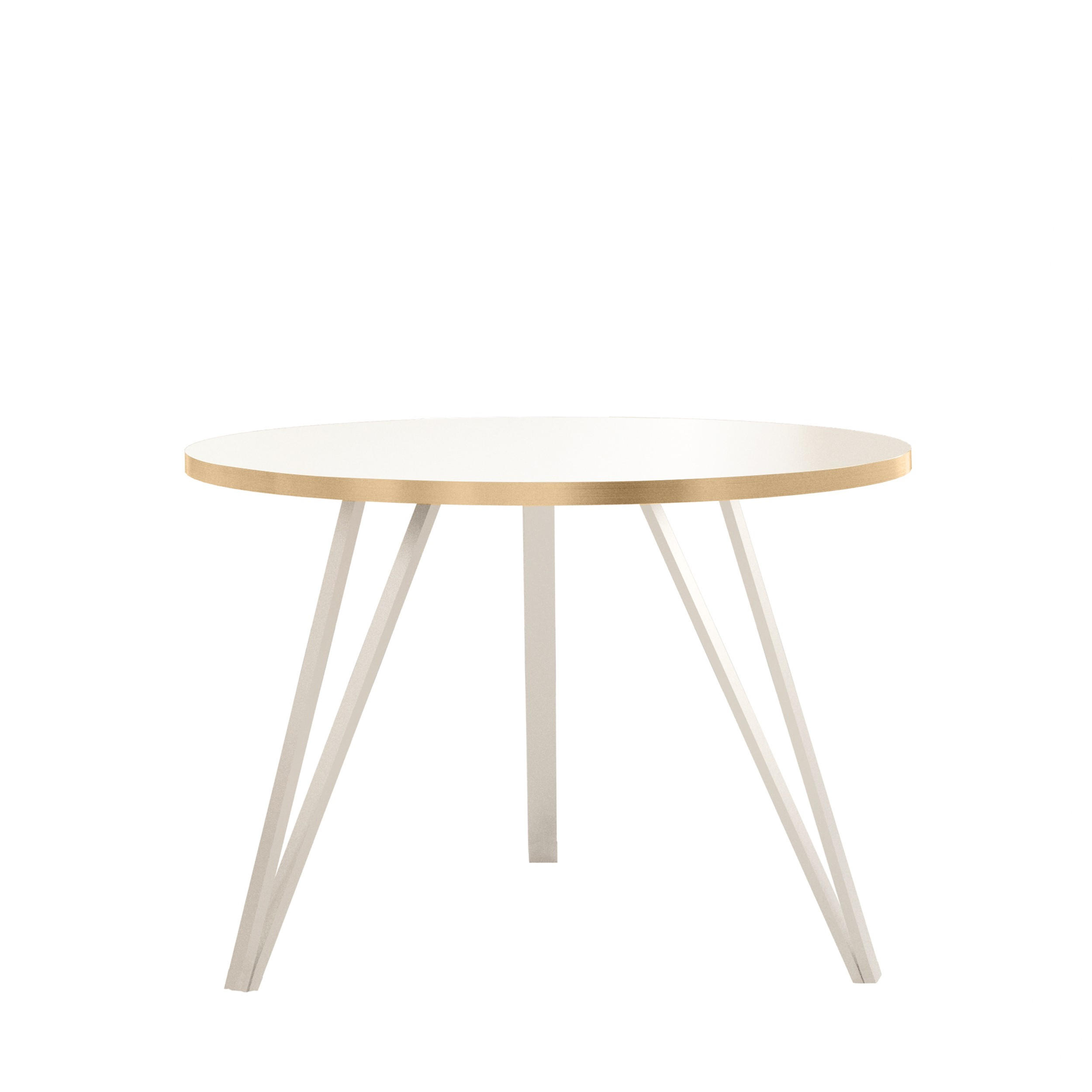 COUCHTISCH Linea Weiß mit Goldrand, Weiße Beine - Goldfarben/Weiß, Holzwerkstoff/Metall (67/67/45cm) - Bettso